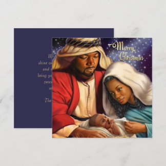 African American Nativity Art Flat Christmas Cards