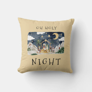 African American Nativity Christmas Card Throw Pillow