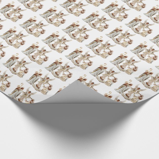 African American Nativity Scene Christmas Wrapping Paper (Corner)