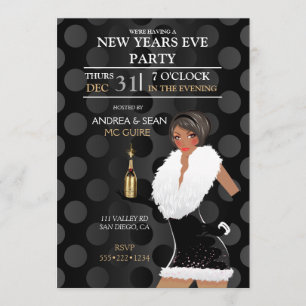 African American New Years Eve Fashion Girl Invitation
