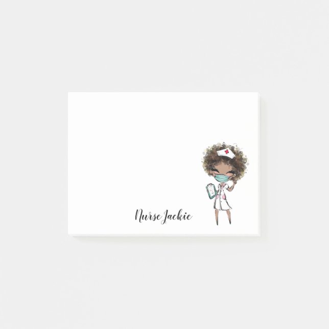 African American Nurse Medical Personalized Post-it Notes (Front)