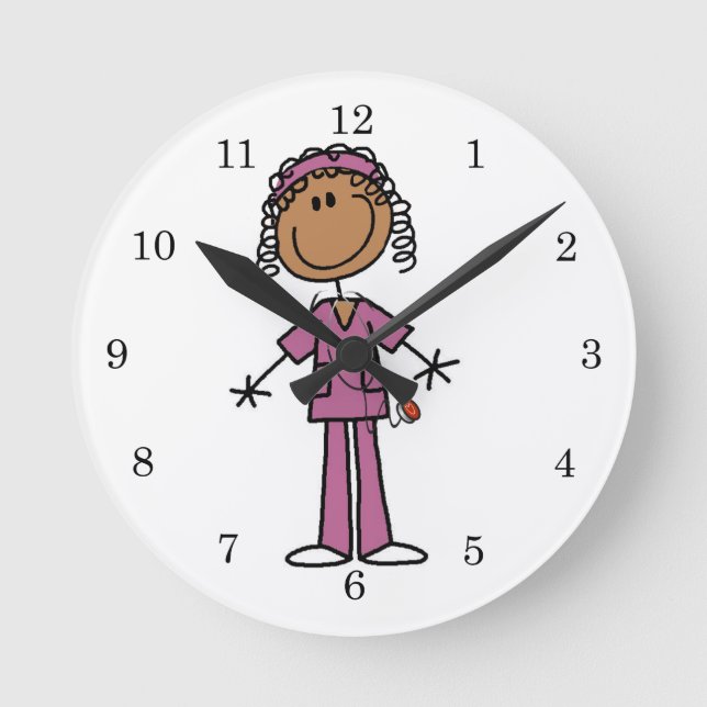 African American Nurse Round Clock (Front)