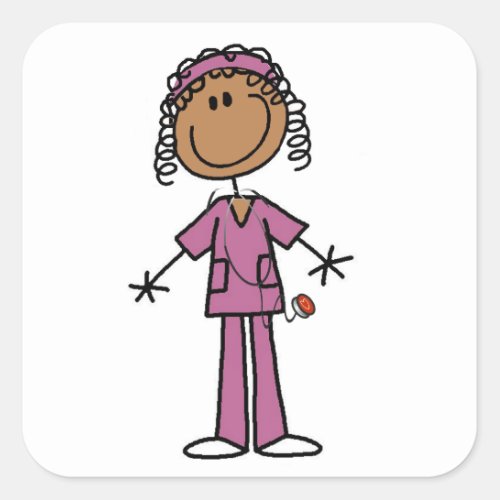 African American Nurse Square Sticker