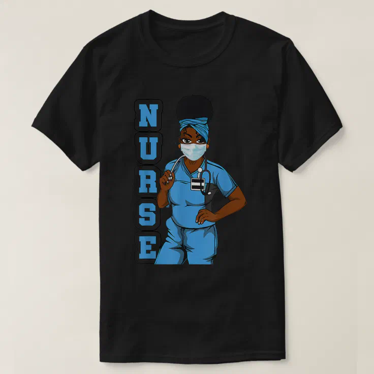 African American Nurse Uniform Face Mask Funny Gif T-Shirt | Zazzle