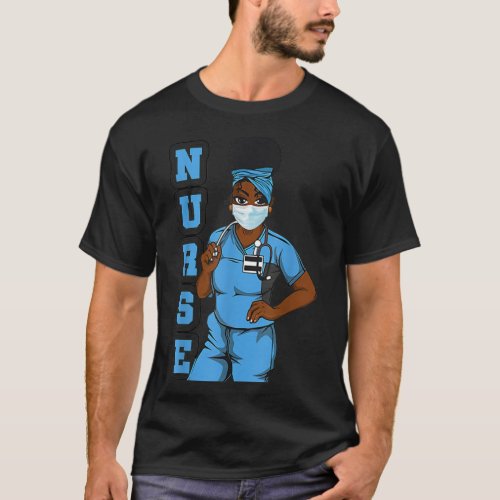 African American Nurse Uniform Face Mask Funny Gif T_Shirt