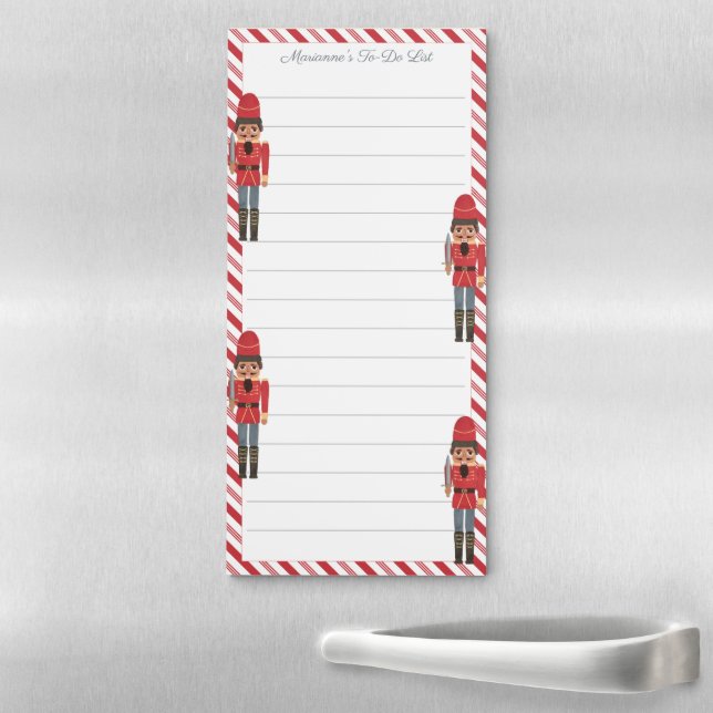 African American Nutcracker Red Uniform Christmas Magnetic Notepad (In Situ)