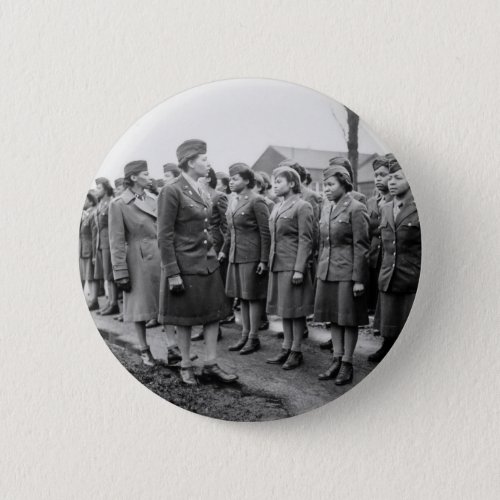 African American Office Inspects Troops Button