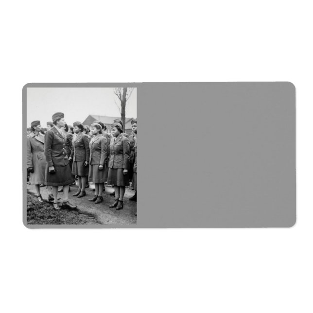 African American Office Inspects Troops Label (Front)