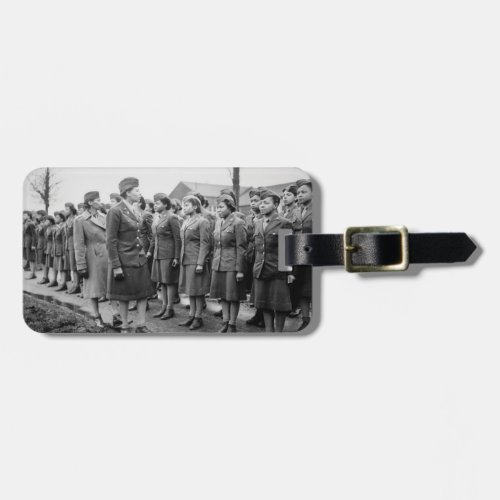African American Office Inspects Troops Luggage Tag