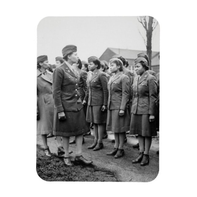 African American Office Inspects Troops Magnet (Vertical)