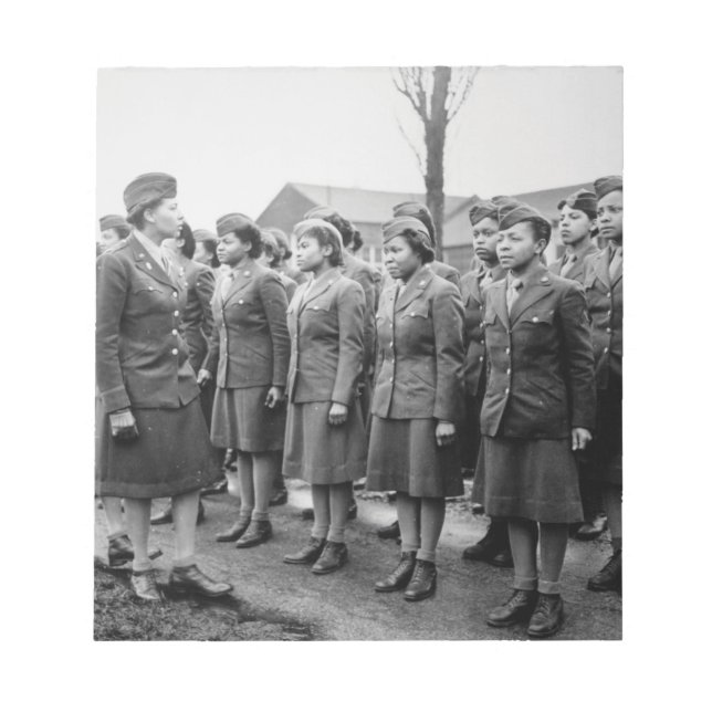 African American Office Inspects Troops Notepad (Front)