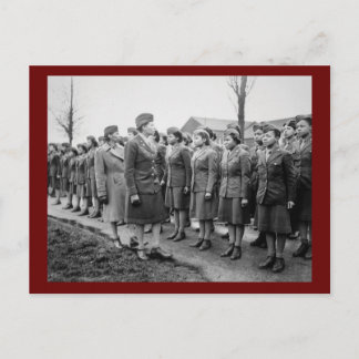 African American Office Inspects Troops Postcard