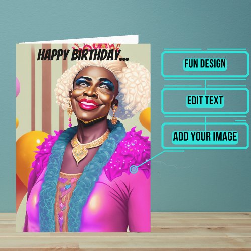 African American Old Queen Funny Gay Birthday Card