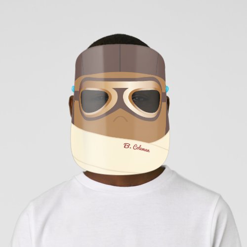 African American Old Time Flying Ace Kids Face Shield