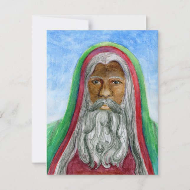 African American Old World Santa Holiday Card (Front)