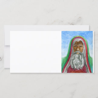 African American Old World Santa Holiday Card