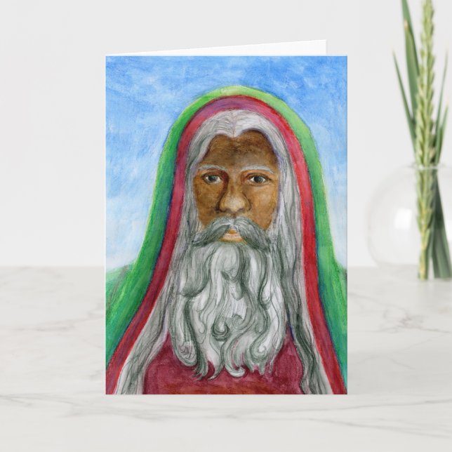 African American Old World Santa Holiday Card (Front)