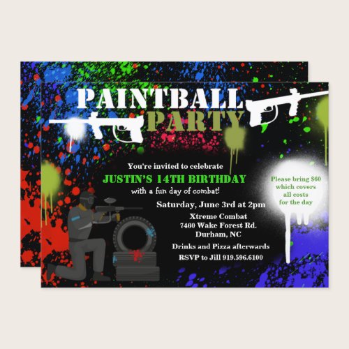 African American Paintball Birthday Invitation