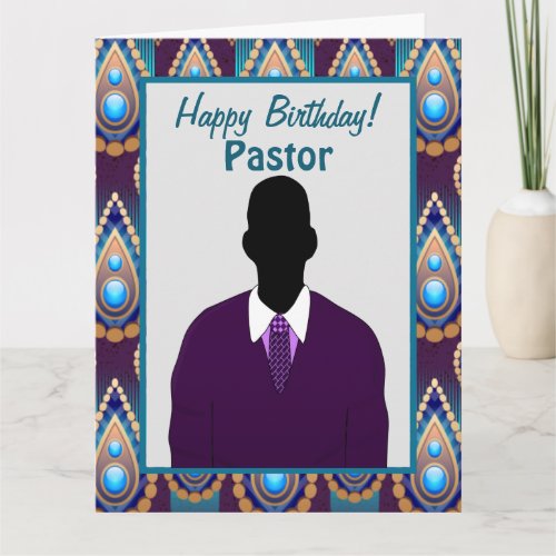 African American Pastor Ogee Background Birthday Card