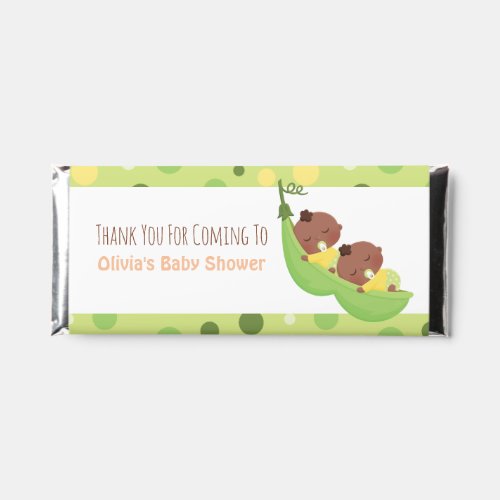 African American Peas in a Pod Twin Baby Shower Hershey Bar Favors