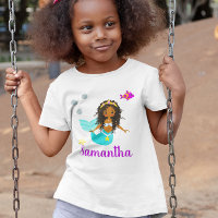 African American Personalized Mermaid Cute T-Shirt