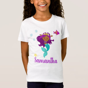 African American Personalized Mermaid Cute T-Shirt