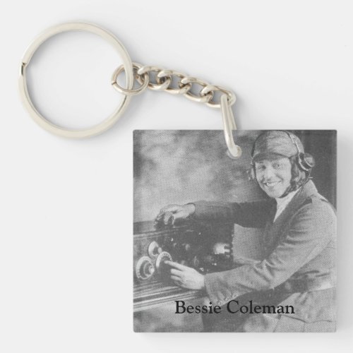 African_American Pilot Bessie Coleman Photo Keychain