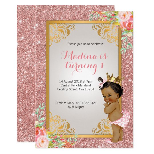 African American Pink 1st birthday invitations | Zazzle.com