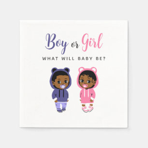 African American Pink and Blue Hoodie Baby Party Napkins