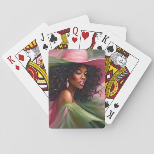 African American Pink and Green Playing Cards