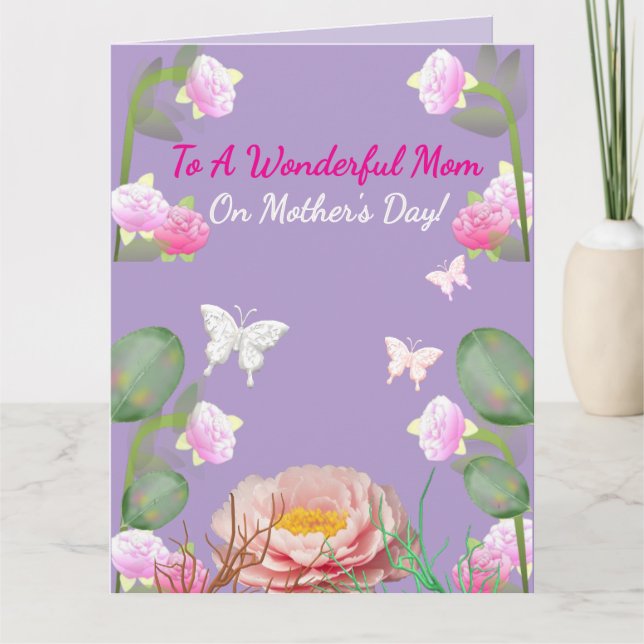 African American Pink Floral Mother's Day Card (Front)