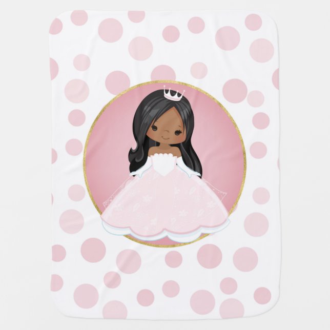 African American Pink Princess Baby Blanket (Front)