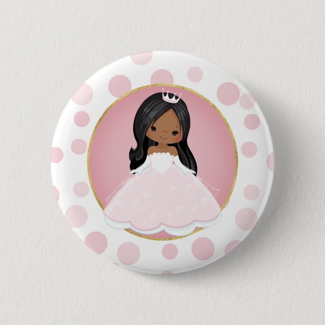 African American Pink Princess Button (Front)