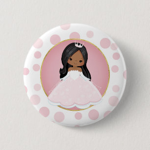African American Pink Princess Button