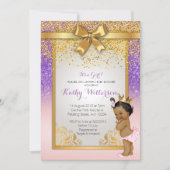 African American Pink Purple Gold Baby Shower Card (Front)