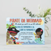 African American Pirate and Mermaid Invitation (Standing Front)