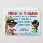 African American Pirate and Mermaid Invitation (Front)