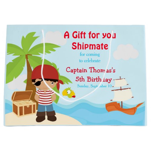 African American Pirate Boy in Red Birthday Large Gift Bag