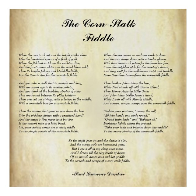 African American Poetry The Corn-Stalk Fiddle Acrylic Print (Front)