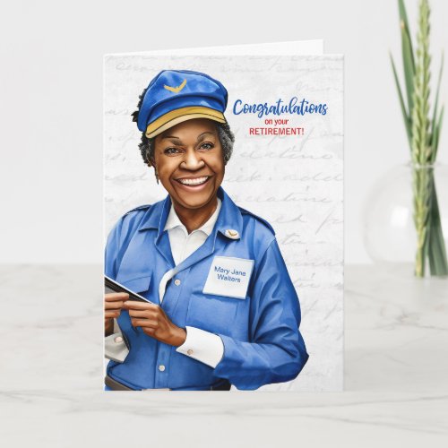 African American Postal Mail Carrier Retirement Card