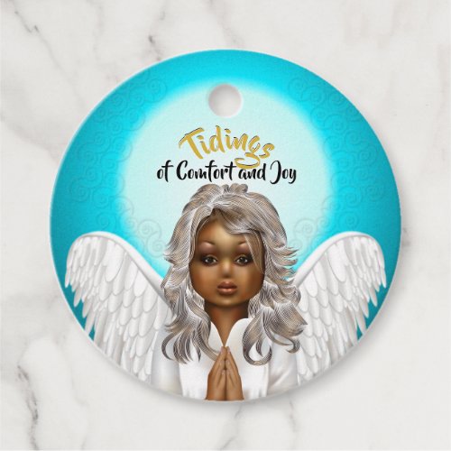 African American Praying Angel Favor Tags