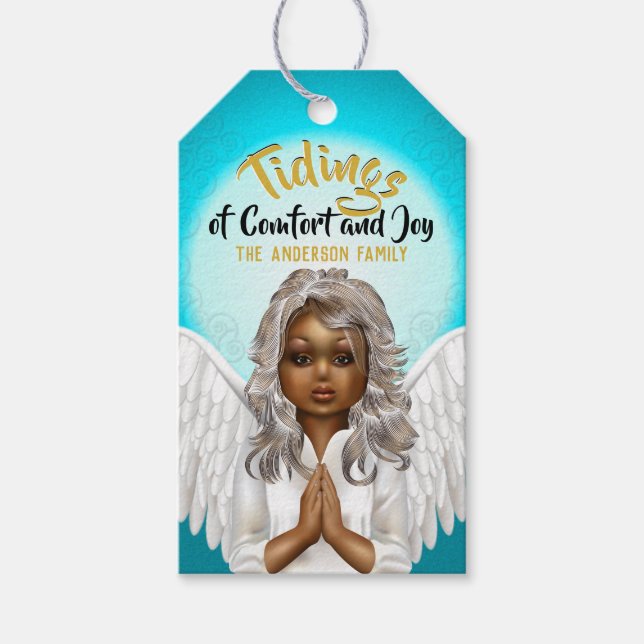 African American Praying Angel Gift Tags (Front)