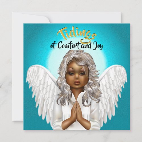 African American Praying Angel Holiday Card