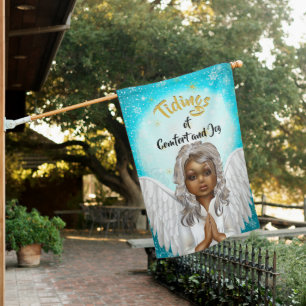 African American Praying Angel House Flag