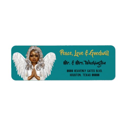 African American Praying Angel Label