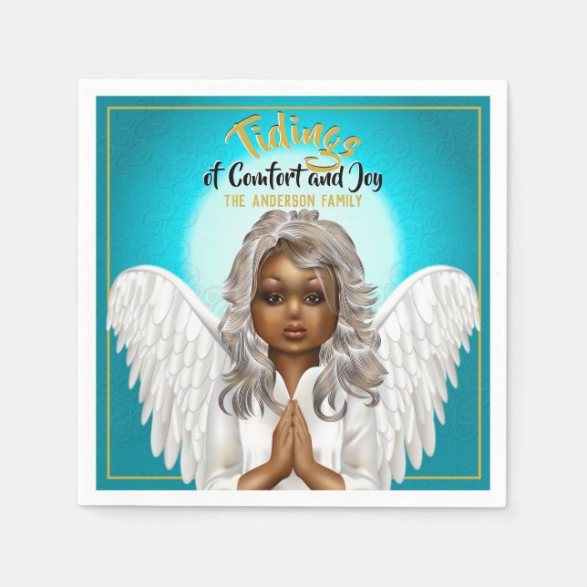 African American Praying Angel Napkins (Front)