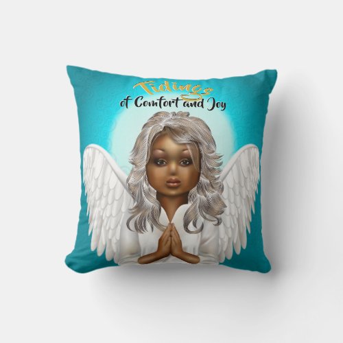 African American Praying Angel Throw Pillow