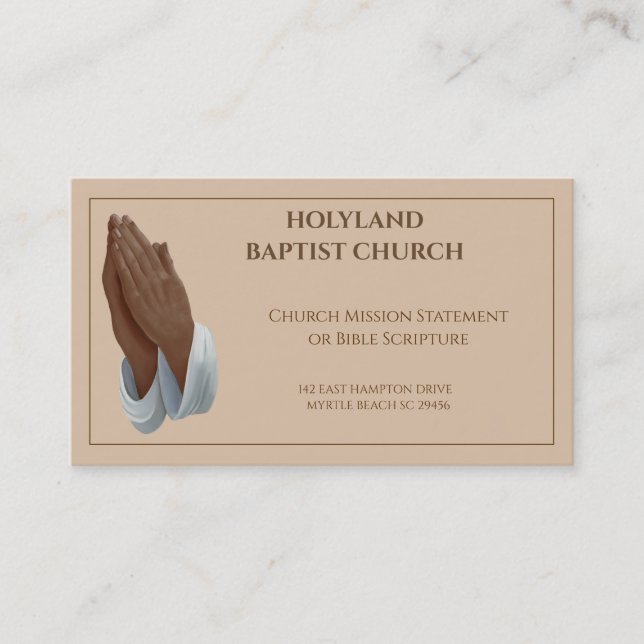 African American Praying Hands Church   Business Card (Front)