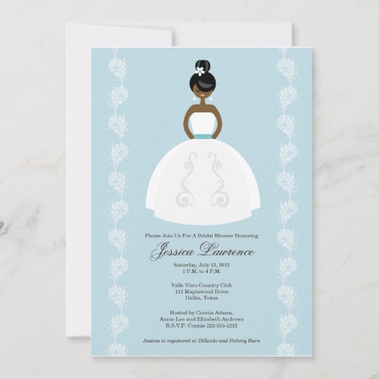 African American Pretty Bridal Shower Invitations | Zazzle.com