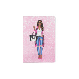 African American Pretty in Pink Passport Holder